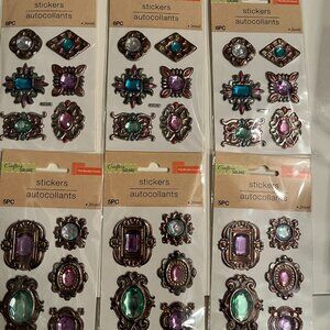 Jewel Themed Sticker Lot 6 Packs Arts and Crafts Scrapbooking (NEW)
